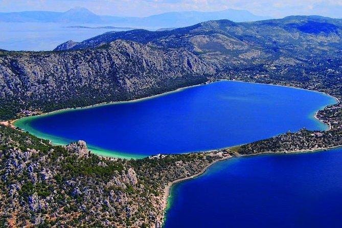 Ancient Corinth, Sanctuary of Hera, Blue Lake & Canal from Athens - Acrocorinth Fortress Views: Monolithic Rock, Walls, and Frankish Traces