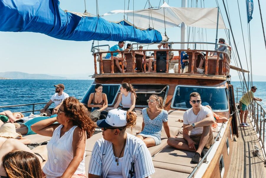Athens: Cruise to Agistri, Moni & Aegina with Lunch & Drinks - Stop 1, Agistri: quiet villages, beach time, or an optional bike ride