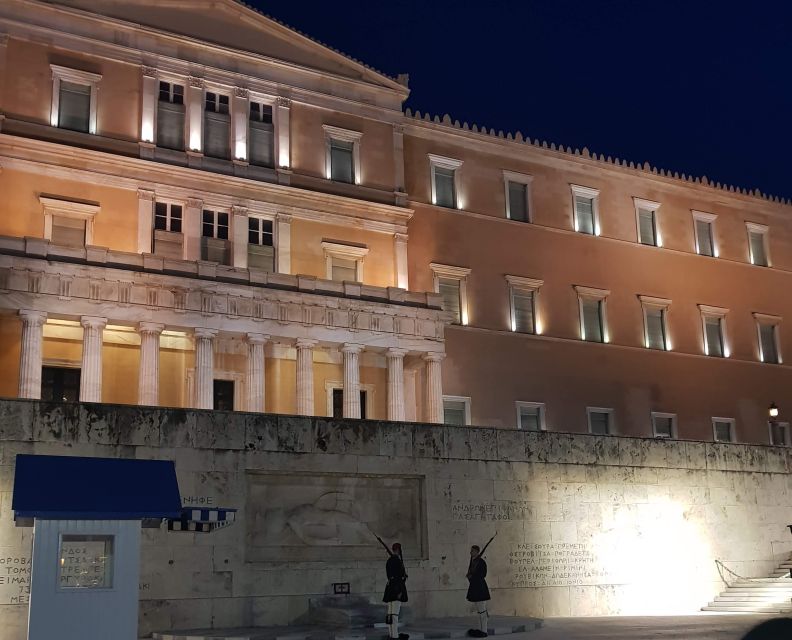 Athens: Evening Guided Walking Tour with Plaka & Dinner - Hadrian’s Arch and Temple of Zeus ruins at evening pace