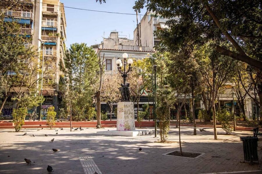 Athens: Exarcheia Walking Tour - Μεσολογγίου and the walk toward Exarchia Square behind metal fences