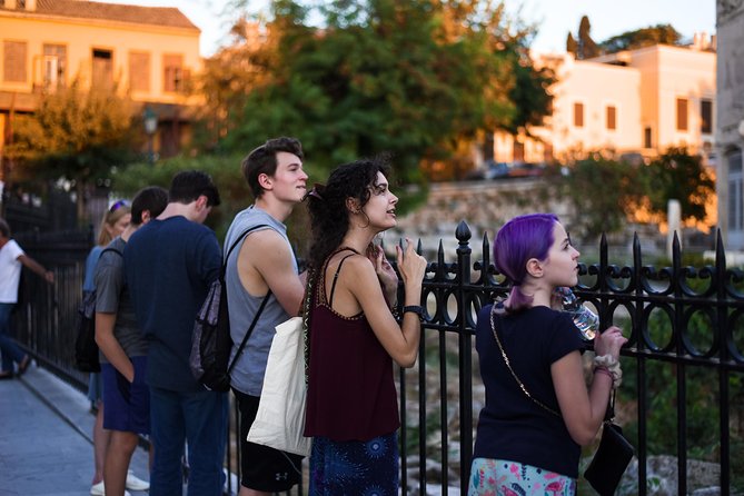 Athens Highlights Afternoon Tour with Dinner - Private Experience - Plaka and the Roman Agora at night, where the city still feels layered