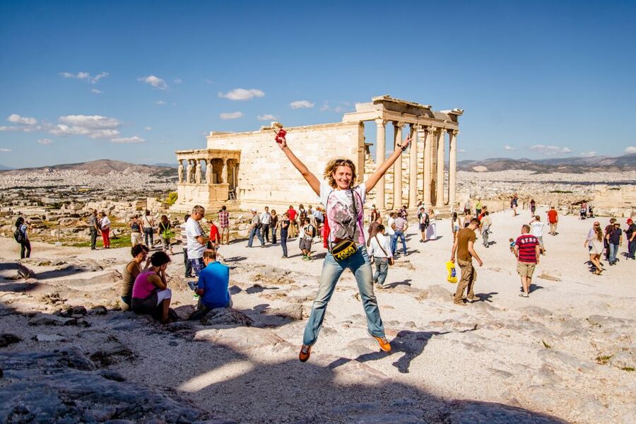 Athens: Highlights Walking Tour Tickets Not Included - Plaka streets and Dionysiou Areopagitou before the climb