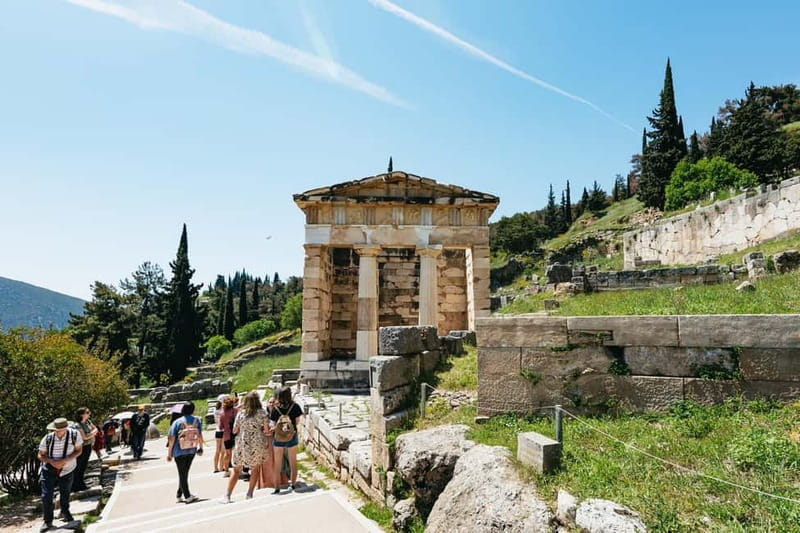 Athens: Mythology of Delphi, Museum and Arachova Guided Tour - Delphi Archaeological Site: Temple of Apollo, theater views, and real walking