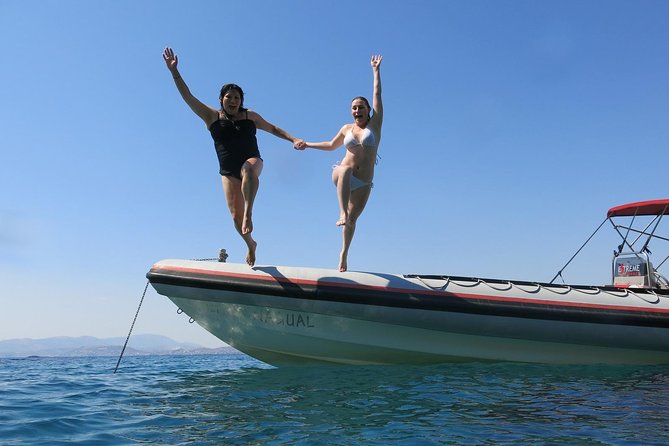 Athens Private Snorkeling and Swimming Cruise with pick up - Island hopping in the Saronic Gulf: Arsída, Vrachos Pothito, Fleves