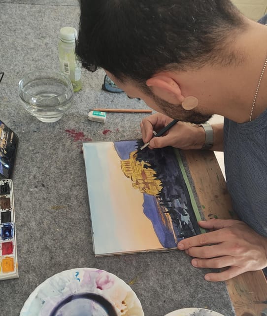 Athens: workshop for painting landscape with local artist - Materials, Drinks, and the Studio Experience