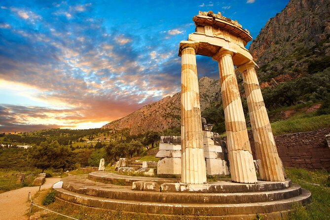 Delphi Private Full Day Tour from Athens - Temple of Apollo: the sacred center, with stairs and slick marble
