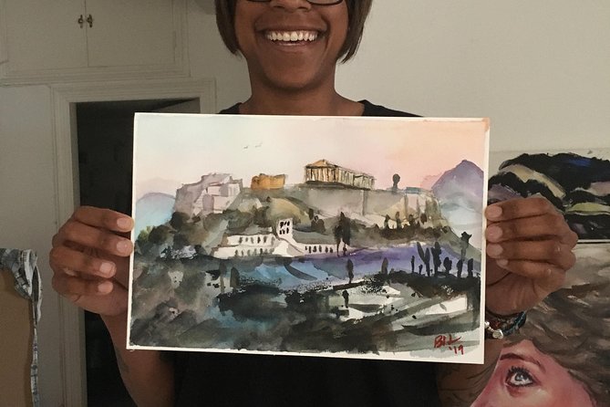 workshop for painting acropolis/landscape with local artist - Finding Ioanna Art Studio in Athens, and why the small setting matters